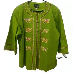 Bob Mackie Embroidered Elephant Swing Jacket Size XL